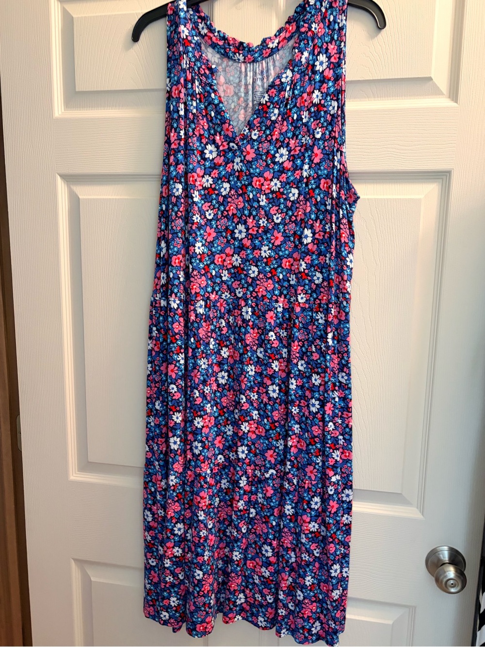 croft & barrow Blue Floral Ruffled Neck Maxi Dress